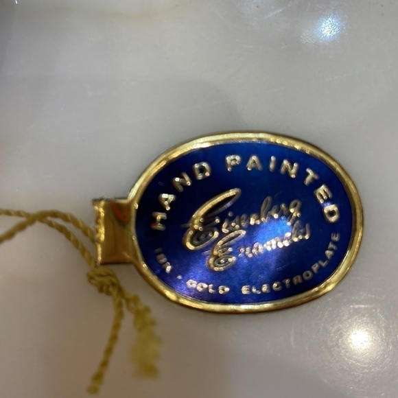 Eisenberg Enamels Hand Painted Hinged Blues & Gold Bracelet—Beautiful!! NWT - Picture 8 of 9